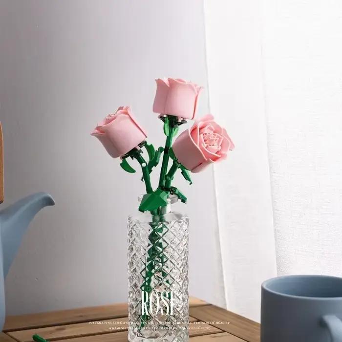Jouet de bloc de construction de Rose de fleur éternelle