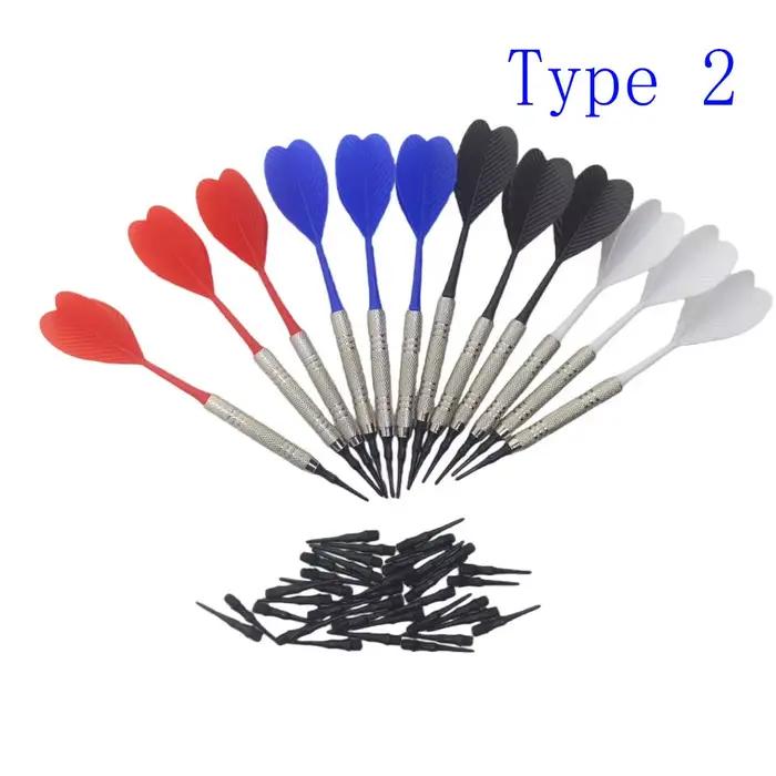 Ensemble de fléchettes électroniques en plastique, 12 pièces, avec 36 pièces de remplacement de tête de fléchette, pour planches électroniques, jeu de fléchettes sécuritaire pour enfants et adultes, blanc et jaune