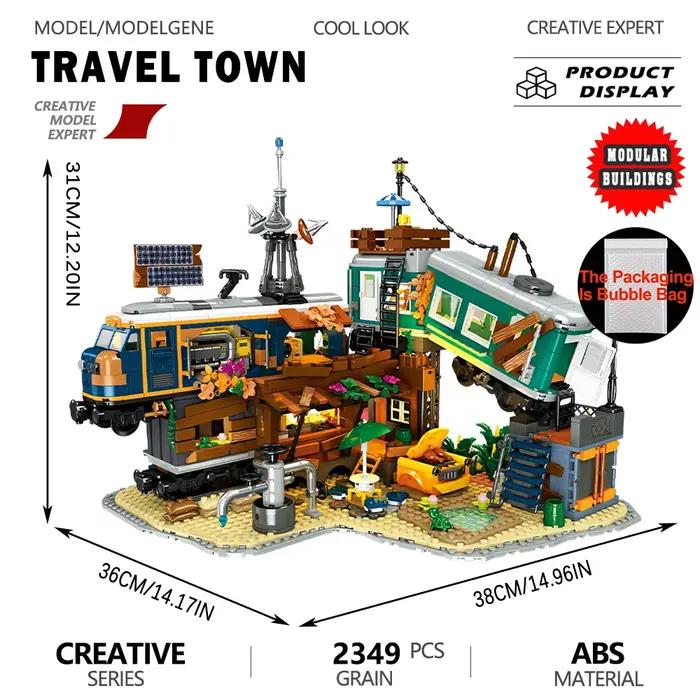 Blocs de construction modèle de scène parc ferroviaire briques de construction voies collection premium cadeau pour les fans de construction occasion spéciale imagination créative