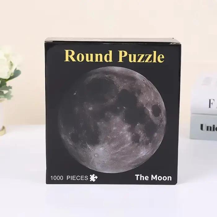 1000 pièces adulte rond lune Puzzle espace thème défi difficile casse-tête apprentissage éducatif amusant jeu