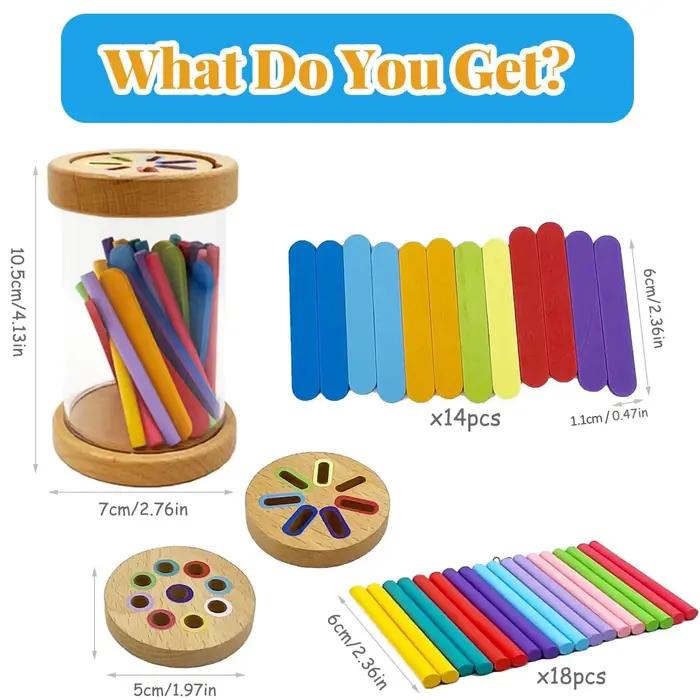Jouets Montessori de tri de couleurs en bois, jouet éducatif pour l'éveil, développement de la motricité fine et sensorielle, jeux d'association, jouets d'éveil sensoriel