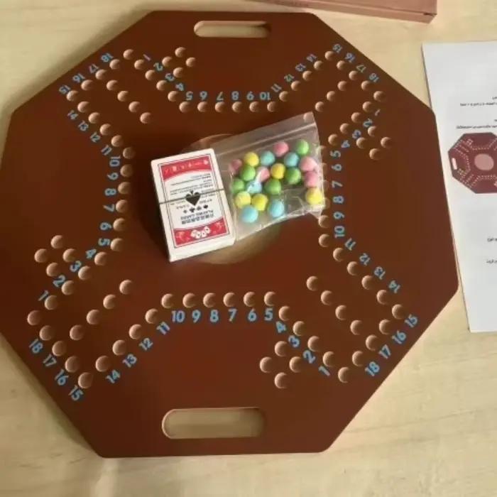 Jeu d'échecs arabe pour 4 joueurs en bois robuste noyer, jeu de stratégie, jeu de fête, jeu de voyage, plateau de jeu durable