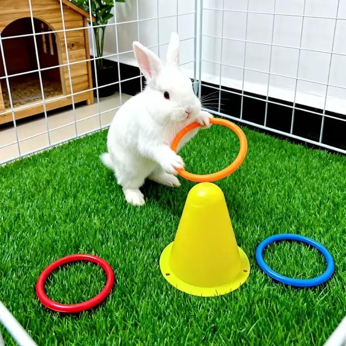Jouet éducatif en forme de cône pour lapins et petits animaux, jouet à mâcher interactif DKSTINYE pour entraîner et distraire les lapins, occasions spéciales et quotidienne
