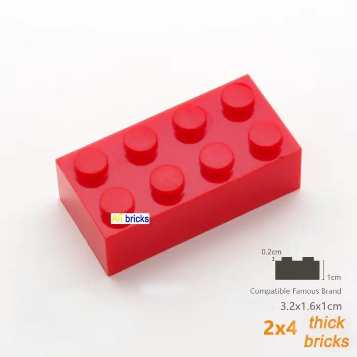 Blocs de construction en vrac, 80 pièces, figurines épaisses, briques 2x4 points, taille créative éd
