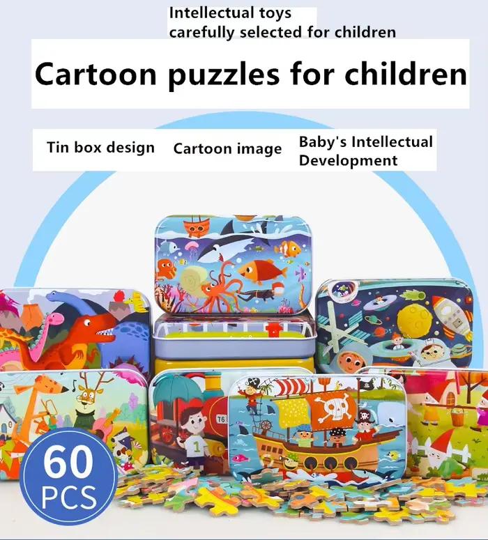 Chaud nouveau 60 pièces Puzzle en bois jouets pour enfants dessin animé véhicule Animal