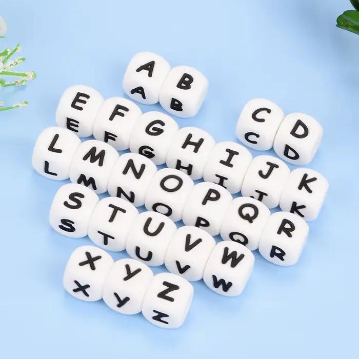 LOFCA 40 pièces/lot Alphabet 12mm lettre de qualité alimentaire perles en Silicone bébé perle sucette chaîne sans BPA