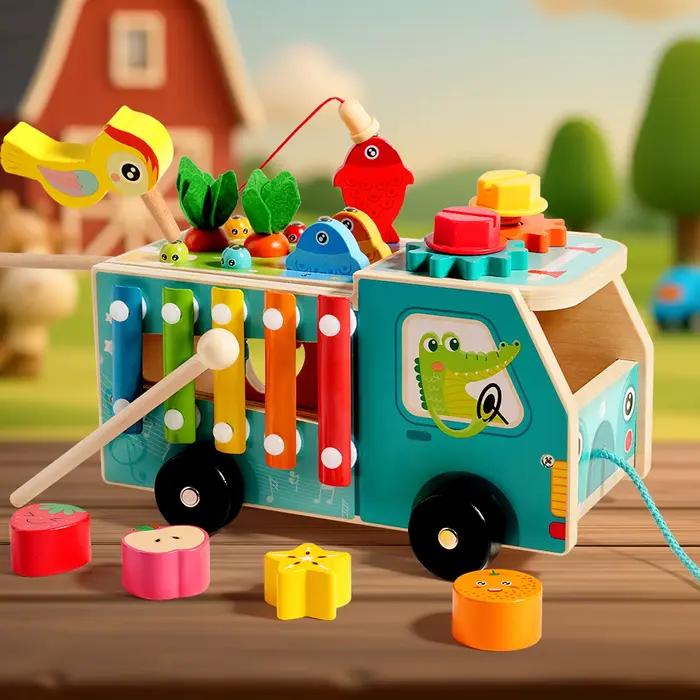 Jouet multifonctionnel de camion de ferme en bois
