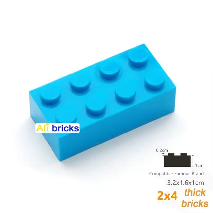 Blocs de construction en vrac, 80 pièces, figurines épaisses, briques 2x4 points, taille créative éd