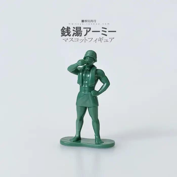 Figurines miniatures japonaises SentousArmy vertes, poses de bain amusantes, ornements de bureau mig