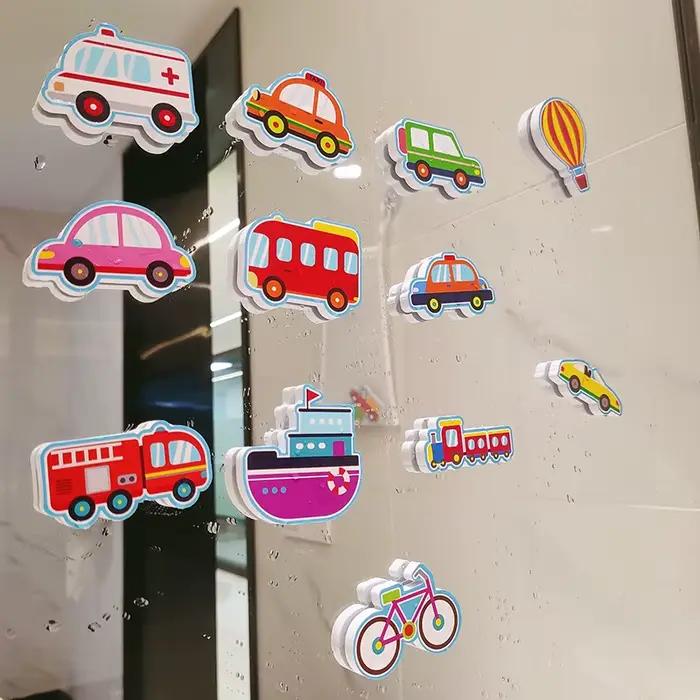 Jouets de bain pour bébés et tout-petits, bateaux et voitures flottants en mousse EVA, puzzles aquat