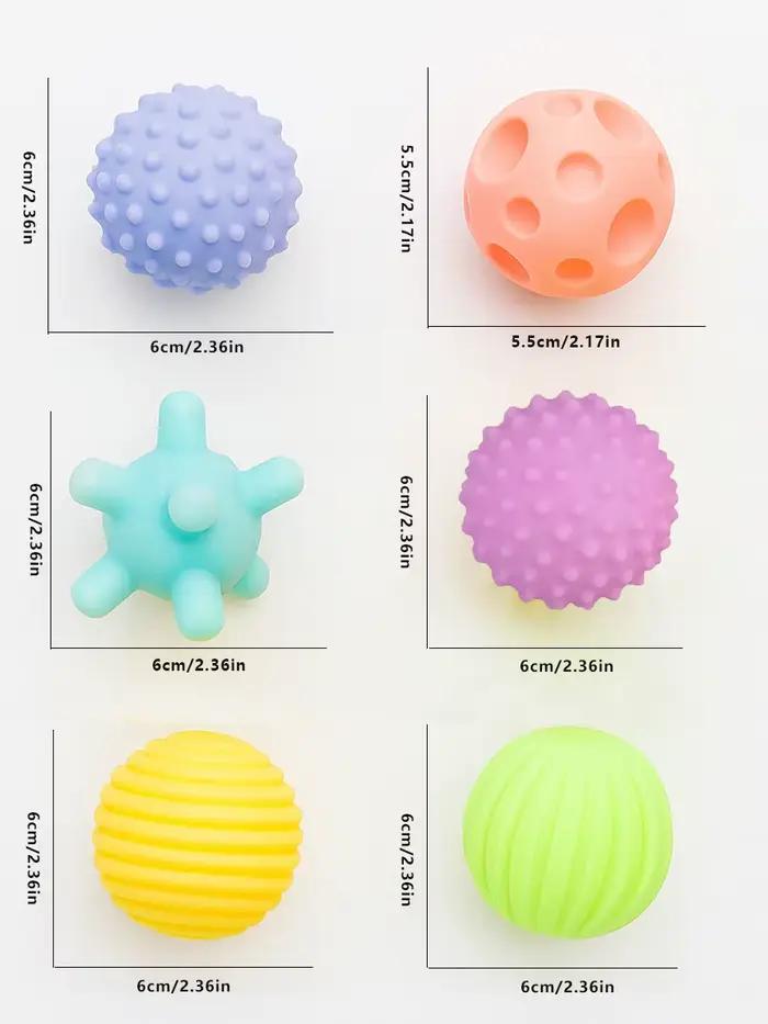 6 balles sensorielles pour bébé, jouet de dentition pour bébé, éducation préscolaire Montessori, bal