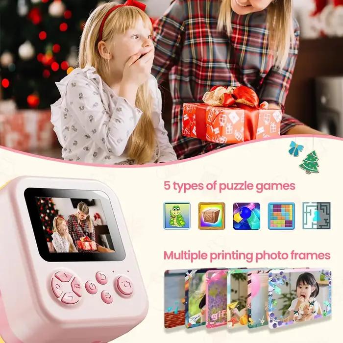 Caméra pour enfants Impression instantanée Connexion Bluetooth Photo 1080P HD