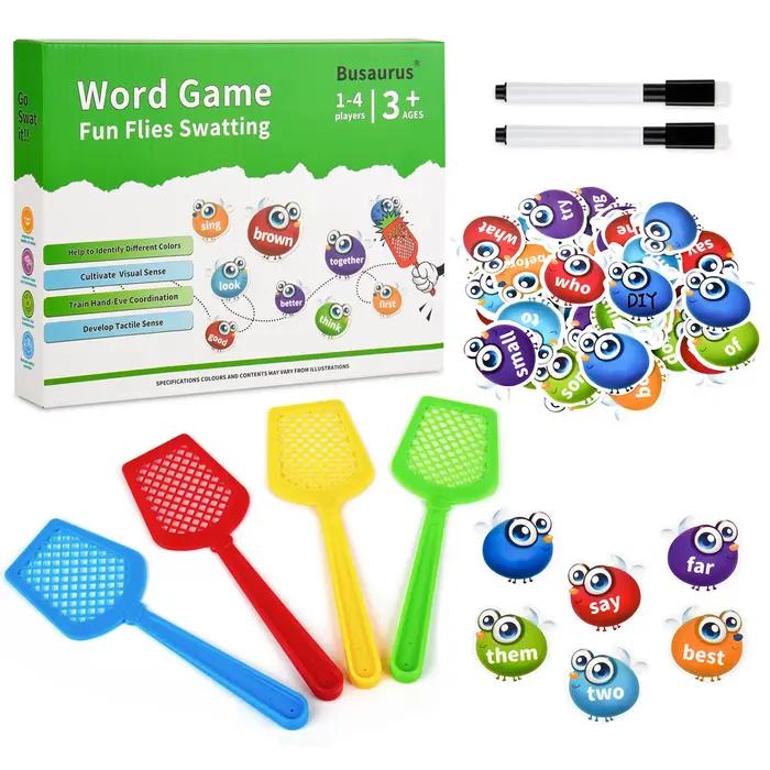 Jeu d'apprentissage des mots à vue cartes flash fly effaçables lecture phonique alphabétisation activité bricolage swat occasions spéciales enfants adolescents