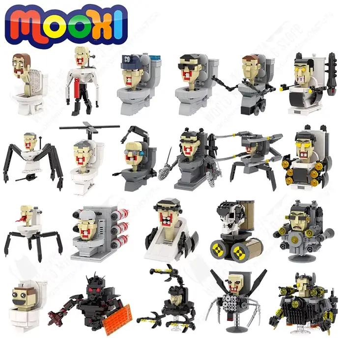 MOOXI Skibidi toilette homme jeu créatif MOC briques modèle bricolage assemblé blocs de construction figurines d'action jouets pour enfant cadeaux d'anniversaire