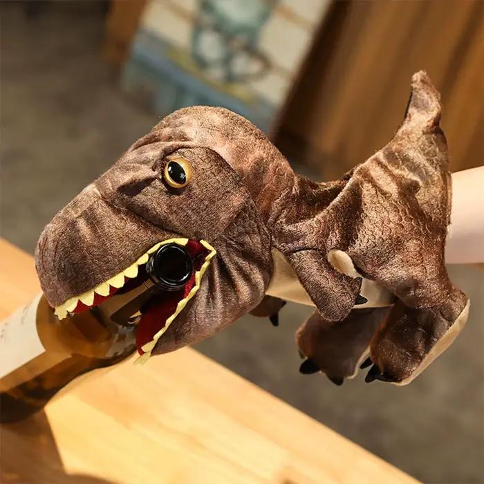 Marionnette à main de dinosaure en peluche pour animal de compagnie