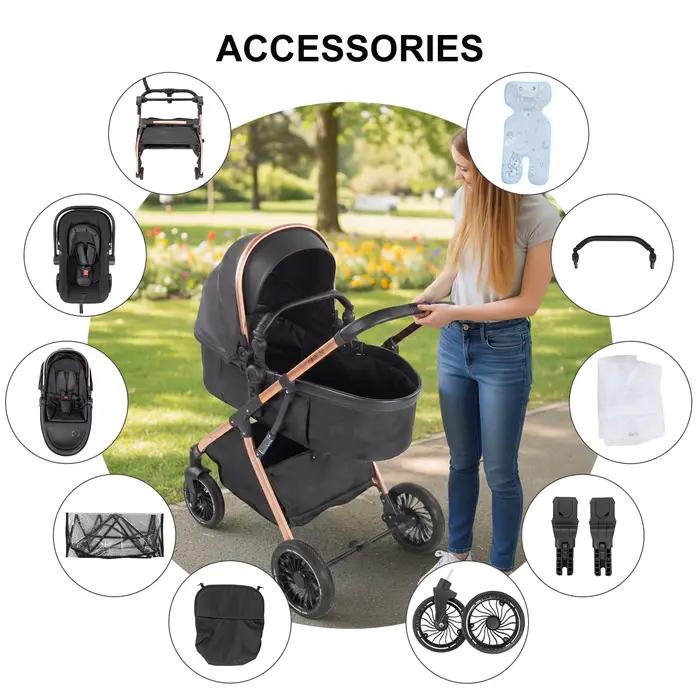 Système de voyage 3 en 1 pour bébé : poussette légère, pliable, antichoc, siège auto pour nouveau-né