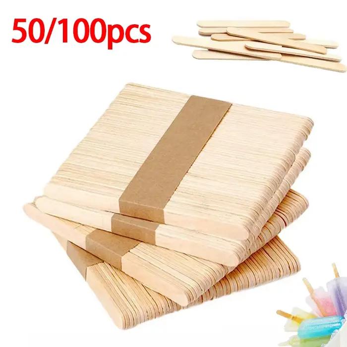 50/100 pièces bâtons de crème glacée bâtons de Popsicle en bois artisanat bricolage décoration en bois BJL003