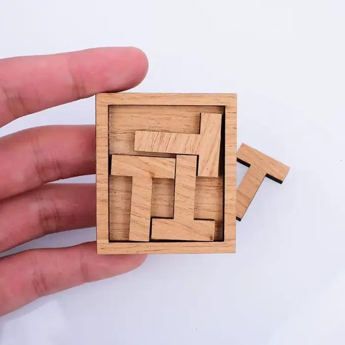 Puzzle en bois intelligent forme géométrique pour adultes stimulant le cerveau occasion spéciale intellectuellement engageant