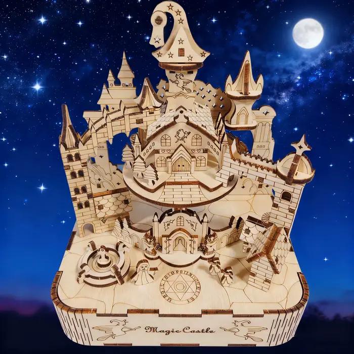 Puzzle 3D Chateau Magique En Bois Diy Kit de Construction Educatif Occasion Speciale Cadeau Unique
