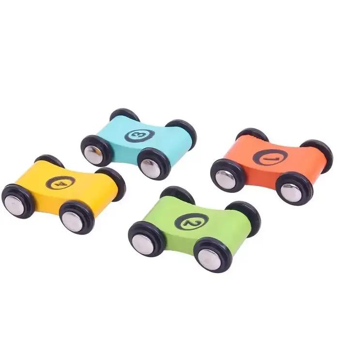 toboggan de course en bois pour enfants avec mini-voitures colorées rampe de jeu pour développement de compétences motrices et apprentissage des couleurs
