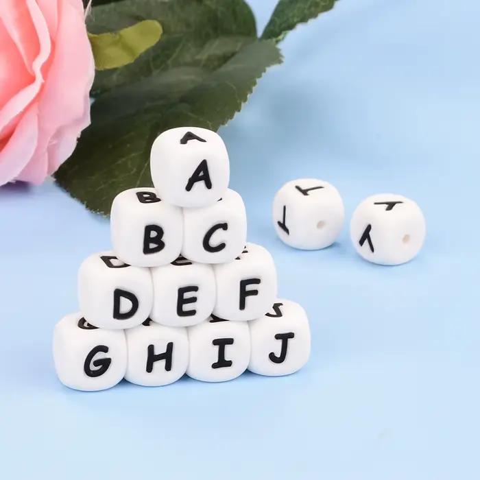 LOFCA 40 pièces/lot Alphabet 12mm lettre de qualité alimentaire perles en Silicone bébé perle sucette chaîne sans BPA