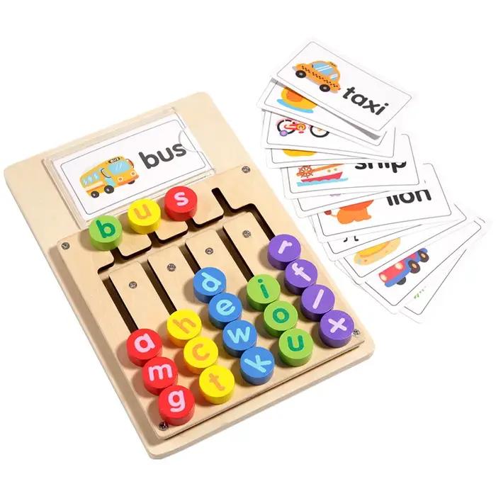 Jeu de lettres mobiles en bois pour l'orthographe
