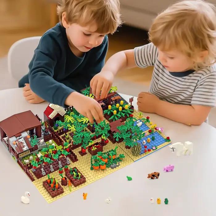 Blocs de construction d'animaux de ferme, arbres, plantes, légumes et fruits pour enfants jouets éducatifs constructions imaginatives occasions spéciales