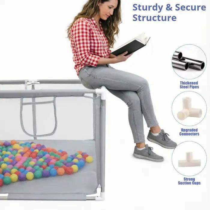 IMBABY Parc de jeu gris grand format pour bébés et tout-petits, enclos de jeu pour bébés et tout-pet