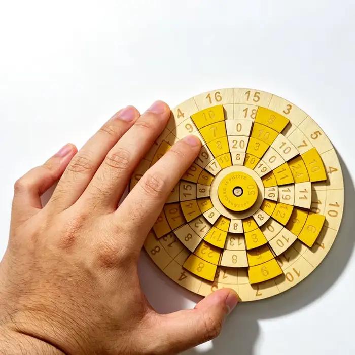 Puzzle Numérique Rotatif en Bois Montessori – Casse-têtes Mathématiques pour Enfants – Test IQ – Jouets Éducatifs – Idées Créatives