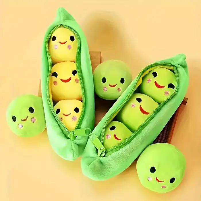 1 adorable jouet en peluche pour chien en forme de coque de pois avec visage souriant - Doux