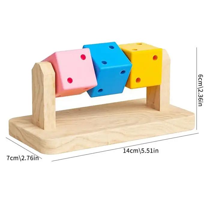 Jouet à mâcher interactif en forme de cube de Rubik en bois coloré et amusant