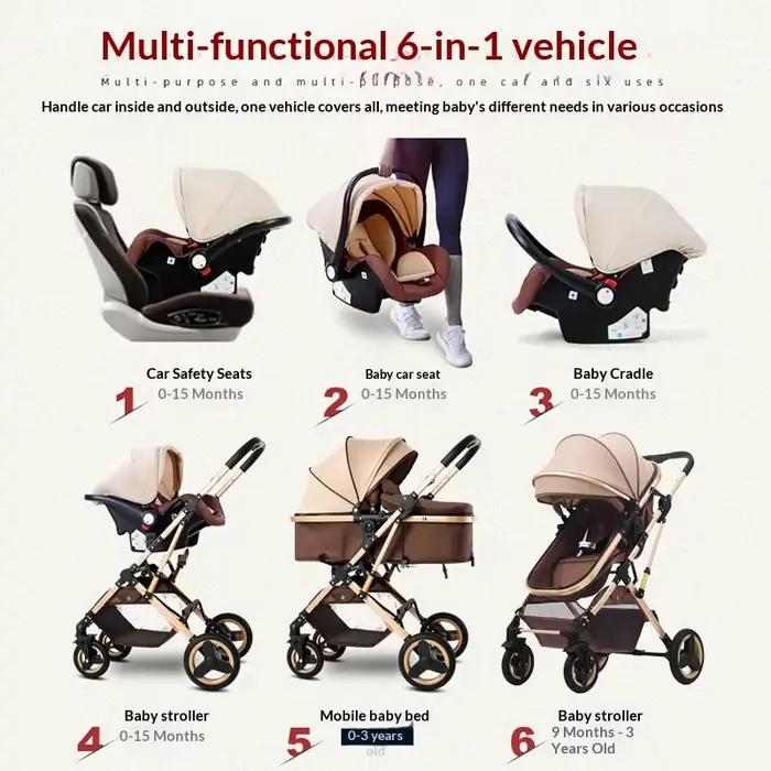 Poussette 3 en 1 Babyfond pour nouveau-né, position haute, bidirectionnelle, pouvant être utilisée e