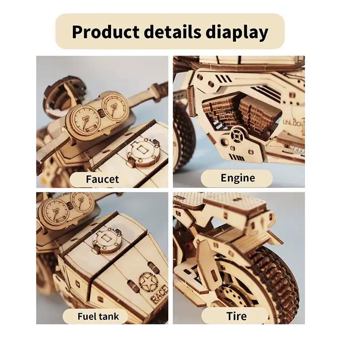 Puzzle 3D en bois créatif, globe terrestre, dirigeable, moto, modèles décoratifs, artisanat fait main, cadeau DIY, jouet pour adultes et enfants, décoration intérieure