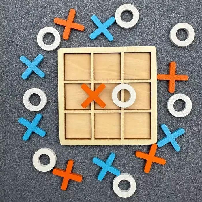 Jeu de puzzle Tic Tac Toe en bois pour deux joueurs