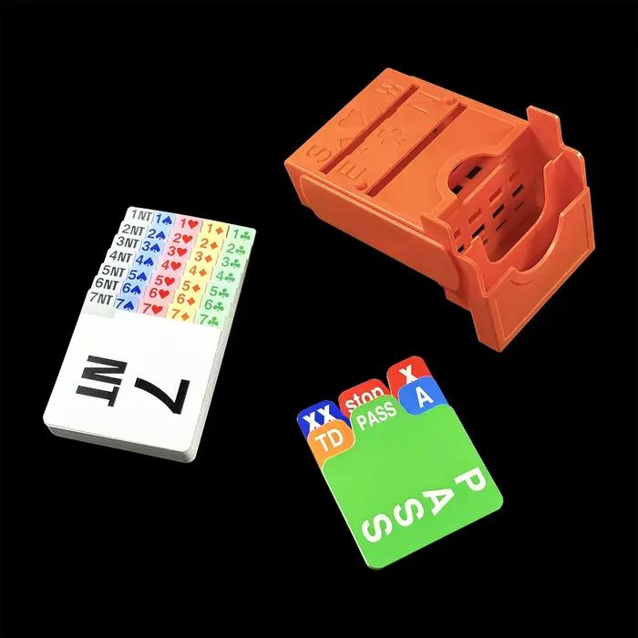 Jeu de cartes à jouer avec bridge, boîte d'enchère, jeu en tournoi, 4 documents différents