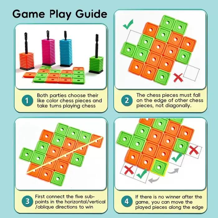 Jeu éducatif portable Gobang vert clair pour enfants et adultes jeu de société stratégique facile à transporter pour anniversaires et fêtes familiales