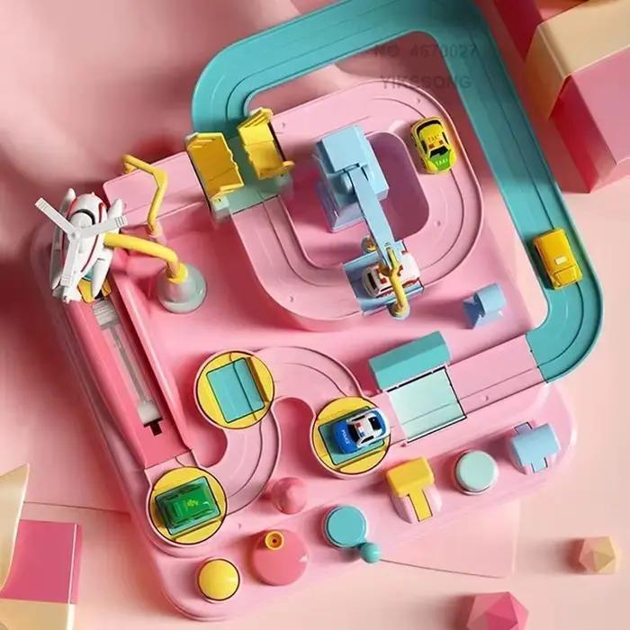 Jeu de pistes de voitures sur rail pour enfants construction de circuits éducatifs jouet mécanique pour garçons occasions spéciales cadeau d'anniv