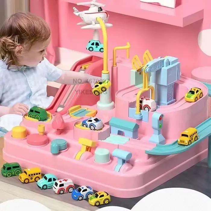 Jeu de pistes de voitures sur rail pour enfants construction de circuits éducatifs jouet mécanique pour garçons occasions spéciales cadeau d'anniv