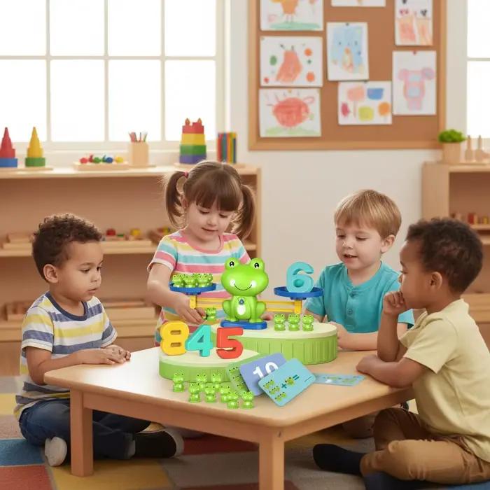 Jouets éducatifs Balance Grenouille en plastique rose ou vert pour apprentissage des mathématiques chez les enfants occasions spéciales jeux de développement intellectuel pour garçons et filles