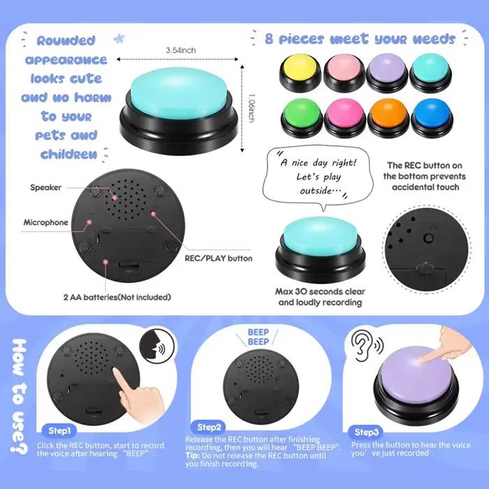 Bouton parlant enregistrable, jouet interactif pour enfant, phonographe, Buzzer de réponse, enregistrement Portable, bouton sonore, fabricants de bruit de fête