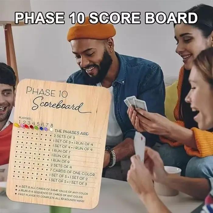 Tableau de Score Phase 10 2026 pour Partie Stratégique Cadeau Occasion Spéciale Jeu de Cartes Interactif Collaboration Familiale Amis
