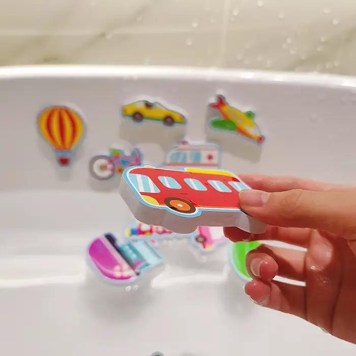 Jouets de bain pour bébés et tout-petits, bateaux et voitures flottants en mousse EVA, puzzles aquat