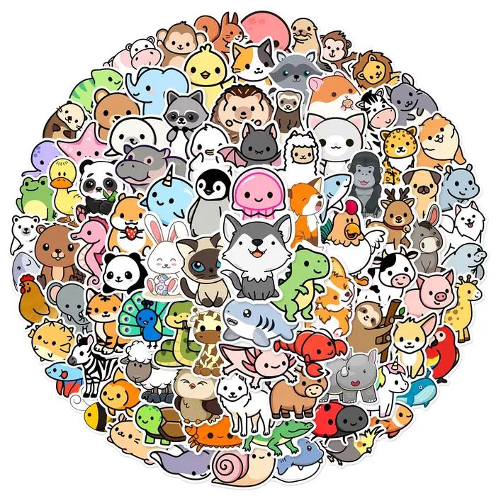 100 pièces mignon dessin animé animaux mélange Graffiti autocollants bricolage téléphone guitare ord