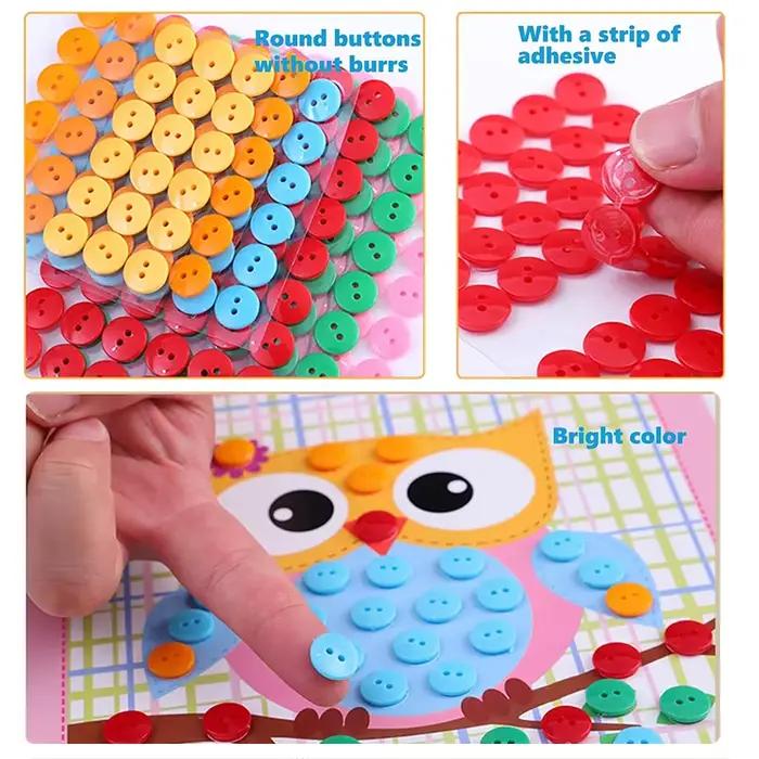 Enfants bouton autocollant jouet développement jouets autocollants jeu artisanat autocollants faciles à poser dessin animé motif peinture dessin TMZ