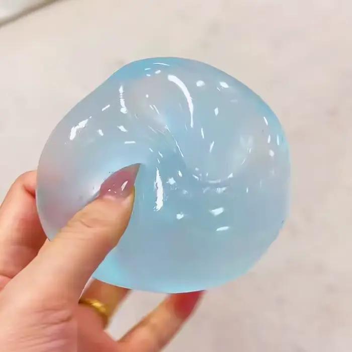 Jouet Squishy Maltose Bleu Jouet Anti-Stress Mochi Mignon Jouet Sensoriel Doux Balle Transparente Bleue Simulée Jouet de Décompression à Rebond Rapide Occasions Spéciales Relaxation Anti-Stress