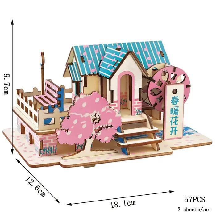 Puzzle 3D en bois artisanal pour enfants jouet éducatif construction modèle décoratif chambre enfant occasions spéciales