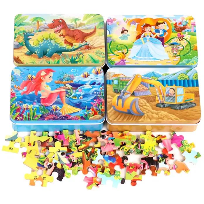 Nouveau 60 pièces Puzzles en bois enfants dessin animé Animal bois Puzzle jouets d'apprentissage édu