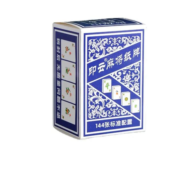 Cartes de Mahjong chinoises (144 tuiles) - Design classique en porcelaine bleue et blanche, ensemble de voyage portable avec dés