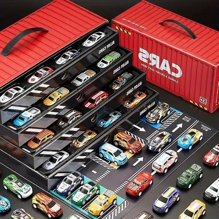 Ensemble de 48 voitures de course simulées en métal multicolore pour jeux de compétition et cadeaux d'anniversaire pour adolescents et adultes