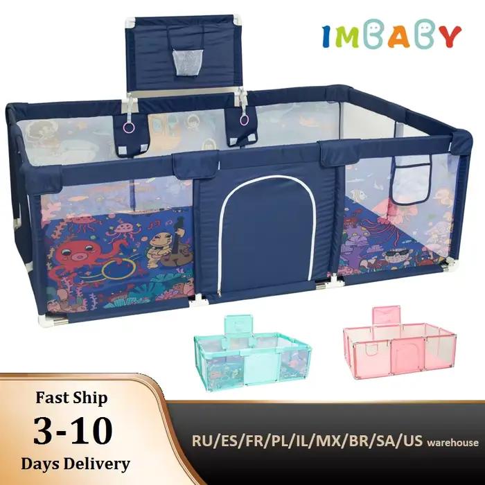 IMBABY-Aire de Jeux pour Bébé, Grand Parc Lavable en Machine, Clôture d'Activité, Piscine à Balles,